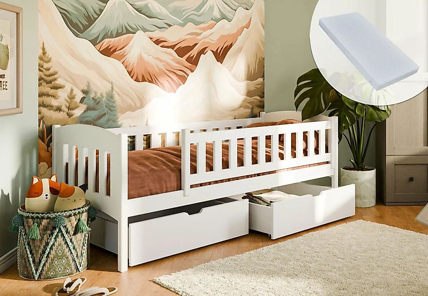 Kids Collective Kinderbett Einzelbett 90x200 mit zwei Schubladen aus Vollho günstig online kaufen