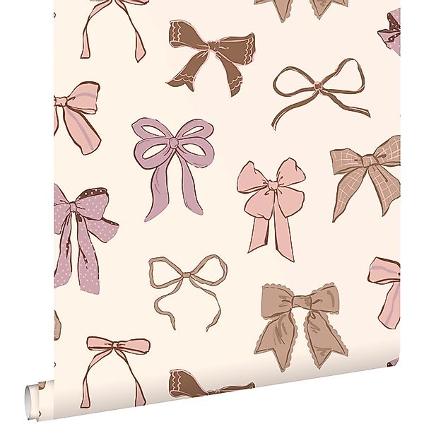 ESTAhome Tapete Kleine Schleifen Braun Rosa Und Lila 50 X 900 Cm 131470 günstig online kaufen