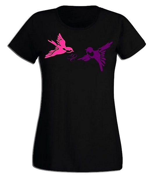 G-graphics T-Shirt Damen T-Shirt - Schwalben Pink-Purple-Collection, Slim-f günstig online kaufen