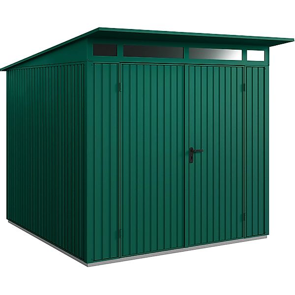 Hörmann Gerätehaus Trend mit Pultdach Typ 2 RAL6005 Moosgrün Doppeltür günstig online kaufen