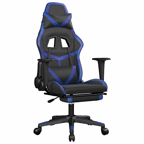 vidaXL Gaming-Stuhl mit Massage & Fußstütze Schwarz & Blau Kunstleder Model günstig online kaufen