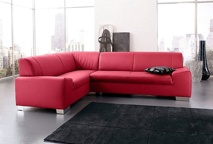 DOMO collection Ecksofa »Alisson, zeitlose Optik, flache Armlehnen, L-Form« günstig online kaufen