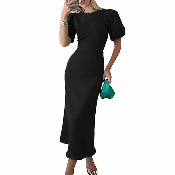 RUZU UG Dirndl Modische Puffärmel und elegantes einfarbiges langes Kleid (1 günstig online kaufen
