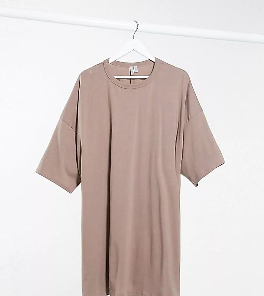 ASOS DESIGN Curve – Nerzbraunes Oversize-T-Shirt-Kleid-Rosa günstig online kaufen