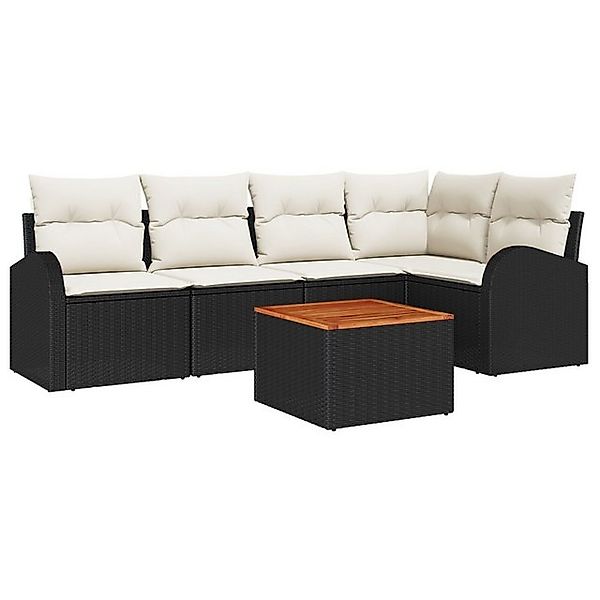 vidaXL Loungesofa 6-teiliges Garten Sofa Set mit Kissen in Schwarz, Poly Ra günstig online kaufen