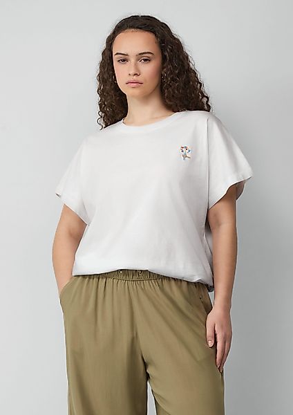 QS Kurzarmshirt lässiges Shirt mit angeschnittener günstig online kaufen