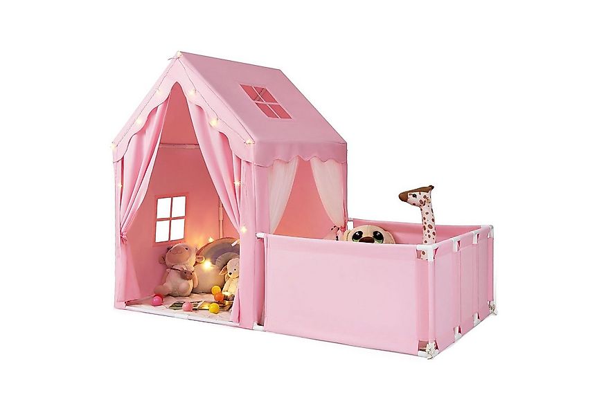 KOMFOTTEU Spielzelt Kinderzelt mit Spielbereich, Hof, Sternenlichter, Wasch günstig online kaufen