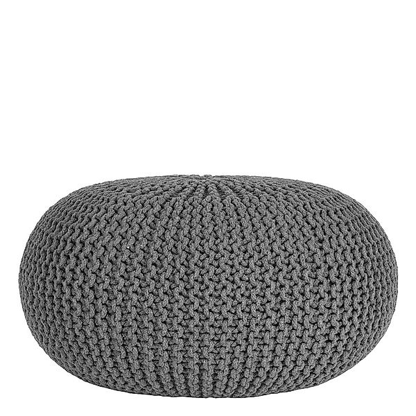 Sitzpouf in Dunkelgrau Strickstoff günstig online kaufen