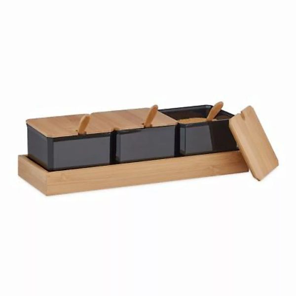 relaxdays Gewürzbehälter Set mit Löffel & Deckel schwarz günstig online kaufen