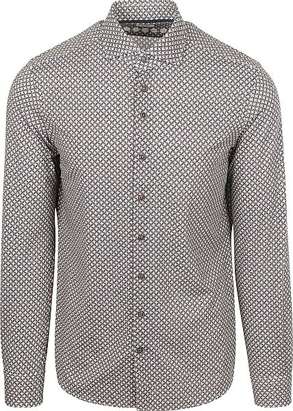 R2 Hemd Retro Print Blau Braun - Größe 46 günstig online kaufen