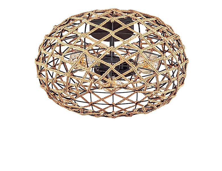 hofstein Deckenleuchte moderne Deckenlampe aus Holz/Rattan/Metall in Natur/ günstig online kaufen