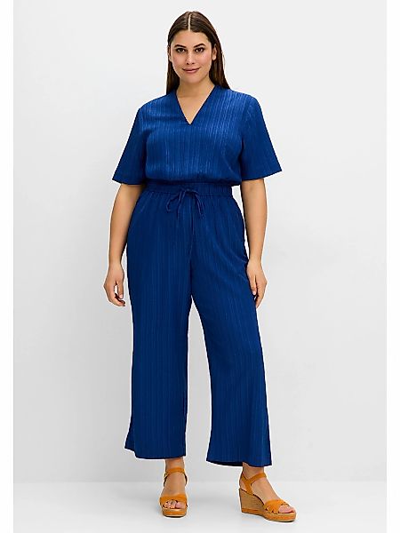 Sheego Jumpsuit "Große Größen", mit Bindegürtel, in Längsstruktur günstig online kaufen