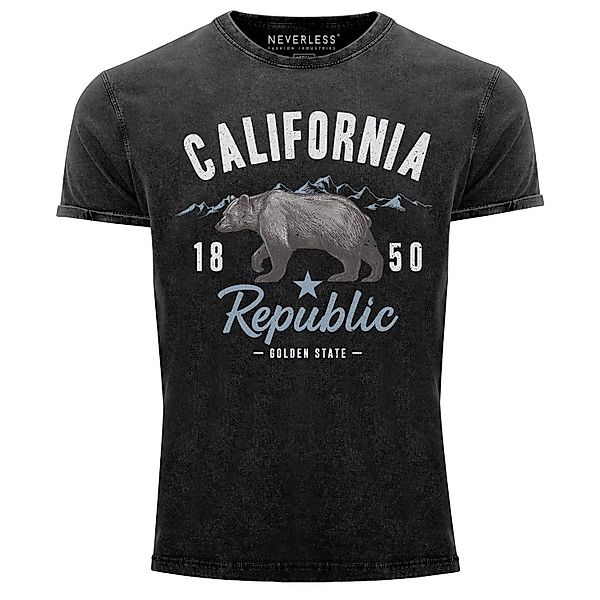 Neverless Print-Shirt Herren Vintage Shirt California günstig online kaufen