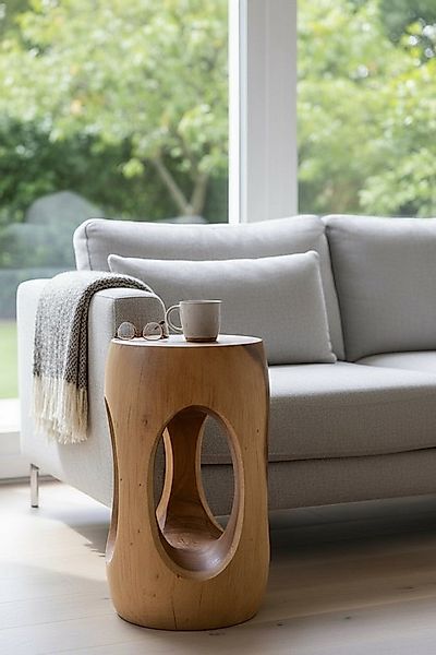 FaHome Beistelltisch Holz – Couchtisch Blumenhocker Hocker - (Abgerundet mi günstig online kaufen