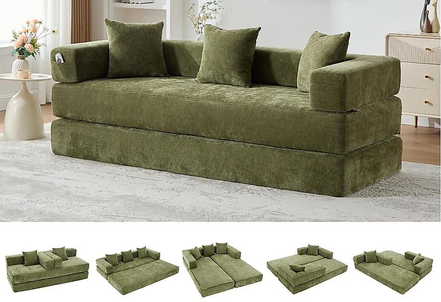 LVHOM Loungesofa 3 Sitzer Sofa mit Schlaffunktion, Formveränderung, mit Sei günstig online kaufen
