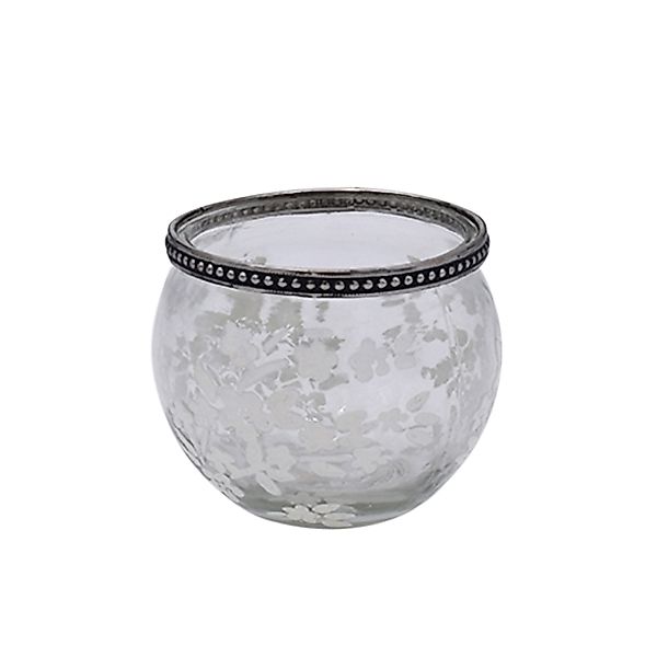Glaswindlicht Sakura – stilvolle Dekoration in klar/weiß Ø10,5 x h 8,5 cm günstig online kaufen