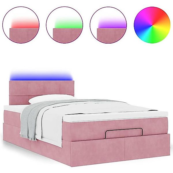 vidaXL Bett Ottomane Bett mit Matratze & LEDs Rosa 120x190 cm Samt günstig online kaufen