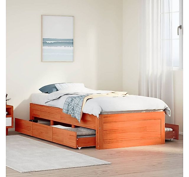 vidaXL Bett, Massivholzbett ohne Matratze mit Schubladen Braun 100x200 cm günstig online kaufen