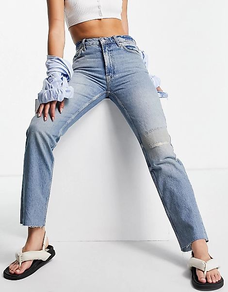Free People – Vixen – Jeans in Vintageblau mit geradem Bein günstig online kaufen