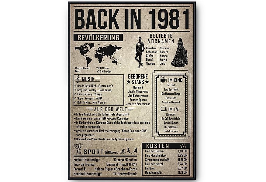 Tigerlino Poster Geschenk Männer Frauen, Geburtstag Rückblick Zeitreise Ges günstig online kaufen