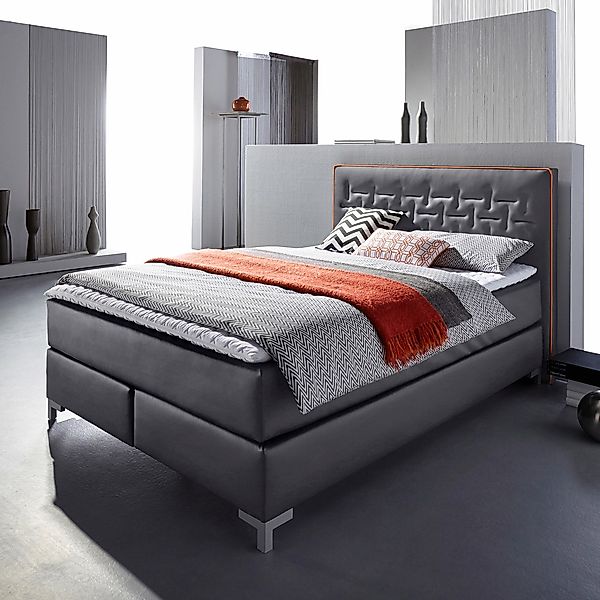 INOSIGN Boxspringbett "Coos", mit besonderer Steppung im Kopfteil, 3 Matrat günstig online kaufen