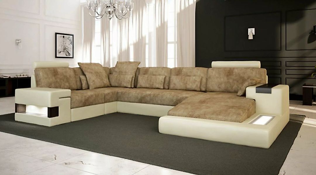 BULLHOFF Wohnlandschaft XXL Wohnlandschaft Designsofa Ecksofa Leder/Stoff S günstig online kaufen