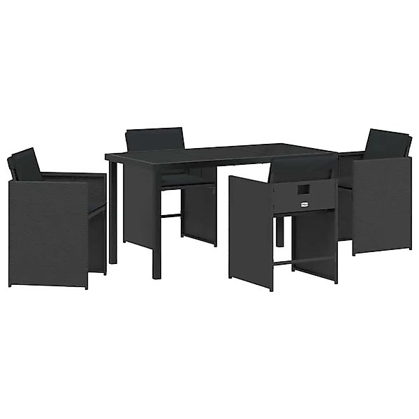 vidaXL Garten Essgruppe 5-Tlg Schwarz Poly-Rattan 3380690 günstig online kaufen