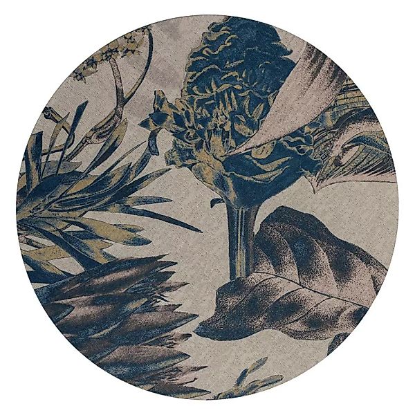 Runder Esszimmer Teppich im Japandi Design florales Motiv günstig online kaufen