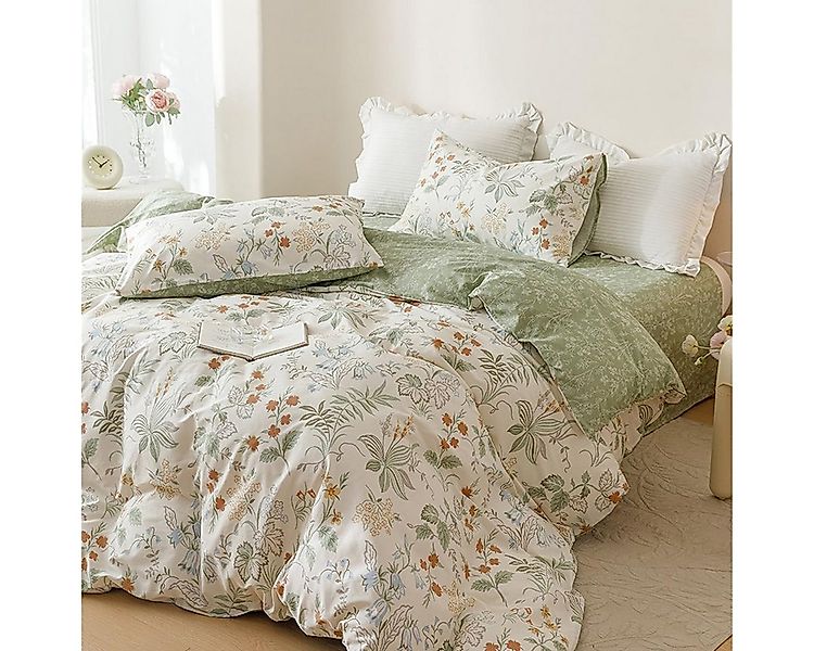 wohnTRAUM24 Bettwäsche Bettwäsche Pflanzenmuster,Wende Bettwäsche Set für A günstig online kaufen