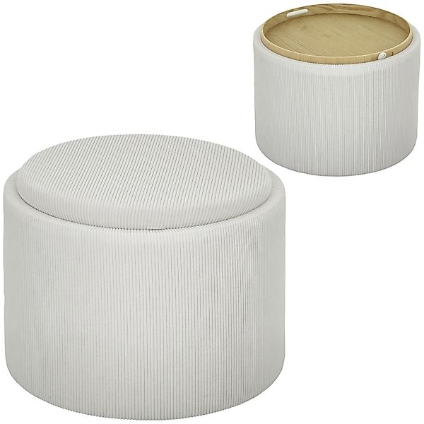 HOMCOM Sitzhocker mit Stauraum Hocker 56 x 56 x 42 cm Cremeweiß günstig online kaufen