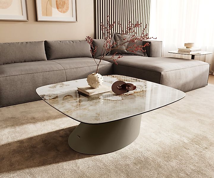 Couchtisch Edge Boot 90x90 cm Keramik Minas Melange Conis Metall Effektfini günstig online kaufen