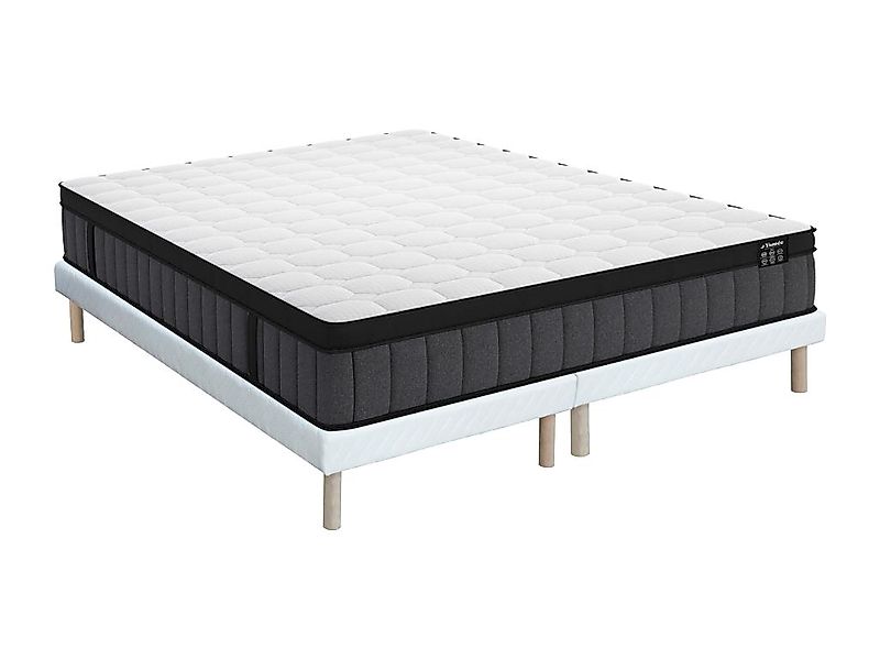 Set aus Polster-Bettgestell + Hybridmatratze - 180 x 200 cm - 7-Zonen-Tasch günstig online kaufen