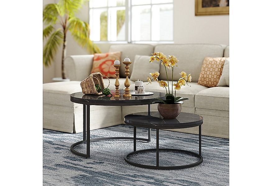 HAUSS SPOLE Couchtisch rund 2er-Satztisch Beistelltisch stapelbarer Sofatis günstig online kaufen