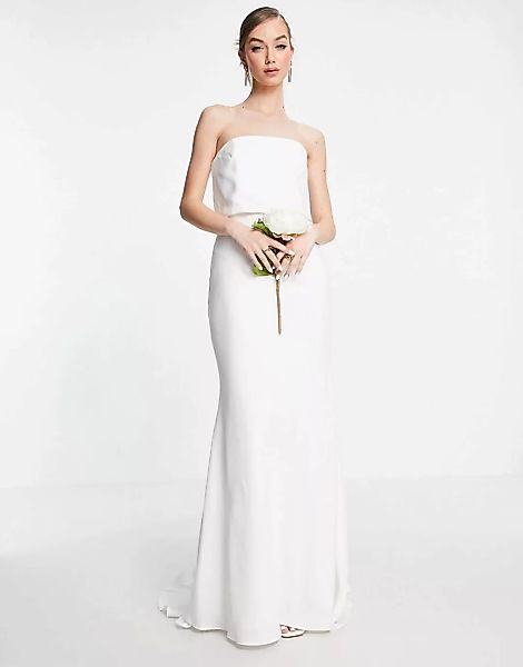 ASOS EDITION – Evelyn – Trägerloses Hochzeitskleid aus Satin-Weiß günstig online kaufen