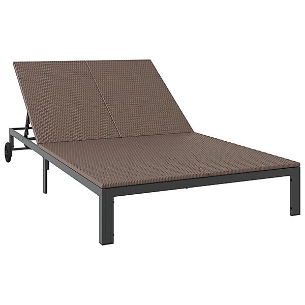vidaXL Doppel-Sonnenliege mit Kissen und Rädern Braun Poly Rattan 42004132 günstig online kaufen