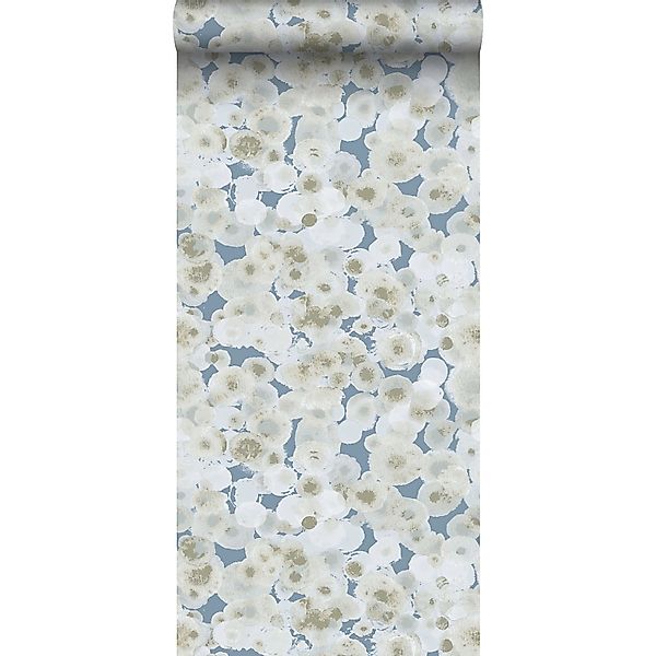 Sanders & Sanders Tapete Aquarellblasen Beige und Blau 53 cm x 10 m günstig online kaufen
