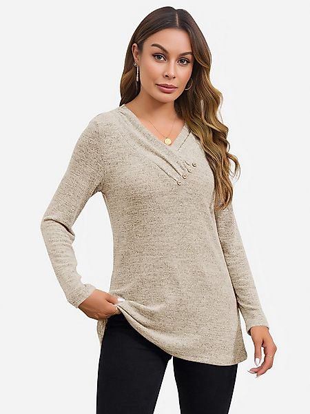 Imily Bela Blusentop Damen Button Down Oberteil mit V-Ausschnitt (Packung, günstig online kaufen