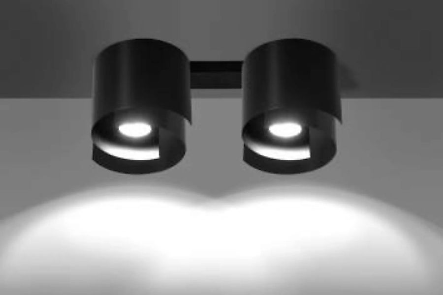 Deckenlampe Schwarz Metall Design rund 2x GU10 günstig online kaufen
