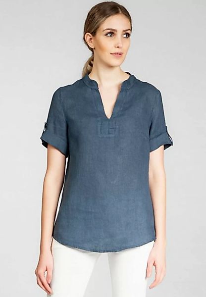 Caspar Shirtbluse BLU024 elegante Damen Halbarm Sommer Leinenbluse mit styl günstig online kaufen