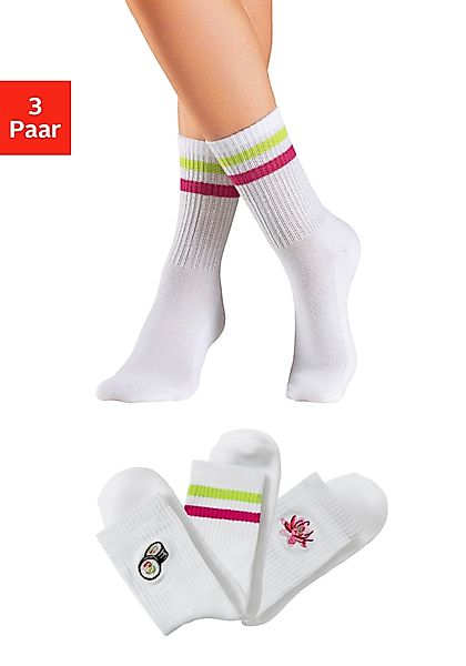 LASCANA Tennissocken (Packung, 3-Paar) mit Frotteesohle günstig online kaufen
