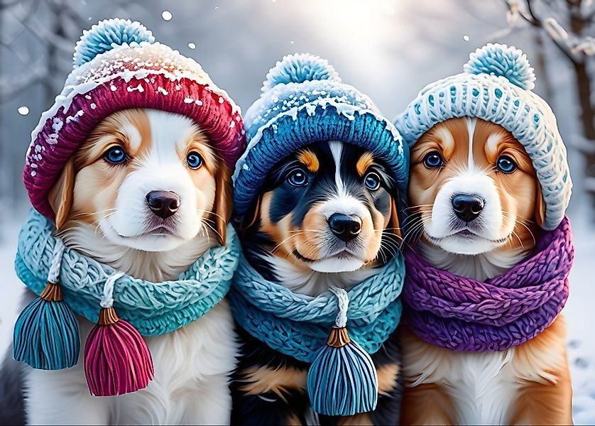 Bluebird Puzzle Puzzle Doggies in the Winter, Puzzleteile günstig online kaufen