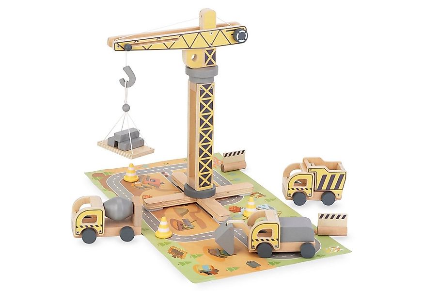 Mamabrum Baustellen-Spielzeugset - Holzkran, Lastwagen & Zubehör Konstrukti günstig online kaufen