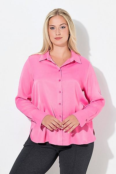 Ulla Popken Hemdbluse Hemdbluse Hemdkragen Langarm Satin günstig online kaufen