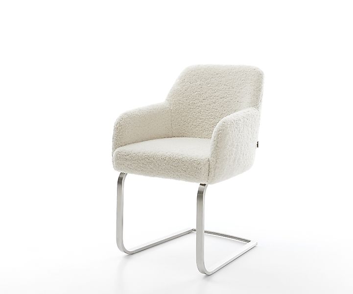 Freischwinger Greg-Flex Teddystoff Beige Freischwinger flach Edelstahl Tasc günstig online kaufen