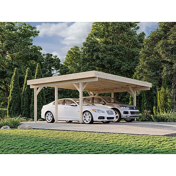Palmako Doppelcarport Karl Braun tauchgrundiert 600 cm x 512 cm günstig online kaufen