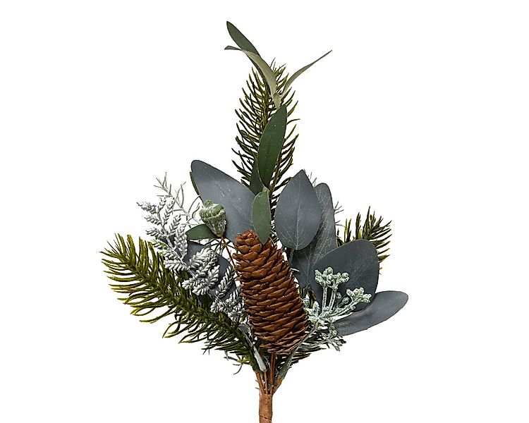 Kunstzweig, Kaemingk, Künstlicher Tannenzweig 25cm mit Tannenzapfen Grün / günstig online kaufen