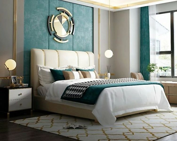 JVmoebel Bett, Luxus Bett Schlafzimmer Italienisches Leder Doppel Betten Me günstig online kaufen