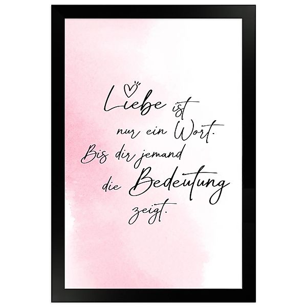 WANDStyle Gerahmtes Poster mit Spruch Liebe Ist Ein Wort in Rosa 20 x 30 cm günstig online kaufen