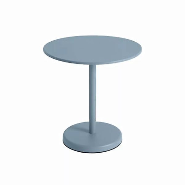 Runder Tisch Linear Café metall blau / Ø 70 cm - Stahl - Muuto - Blau günstig online kaufen
