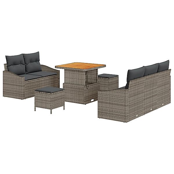 vidaXL Garten-Sofa-Set mit Kissen 8-Tlg Grau Poly Rattan 3362598 günstig online kaufen